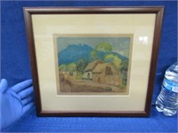 signed L.O. Griffith colored etching (1875-1956)