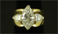 18KT YELLOW GOLD 4CT MARQUIS CUT WEDDING RING