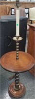 WOOD & BRASS FLOOR LAMP / TABLE