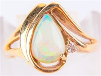 Jewelry 14kt Yellow Gold Opal & Diamond Ring