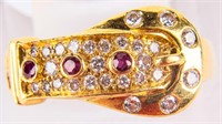 Jewelry 18kt Gold Diamond & Ruby Ring