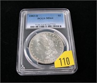 1883-O Morgan dollar, PCGS slab certified MS-64