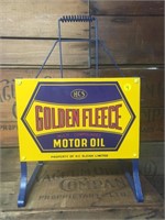 Original oil rack with repro Golden Fleece sign
