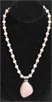 Sterling & Rhodochrosite Stone Necklace
