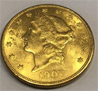 1907 BU Liberty $20 Gold Piece