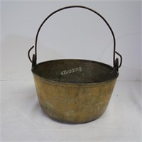 Antique Heavy Brass Hanging Cook Pot w/Handle