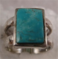 Southwest S/S Blue Gem Turquoise Ring