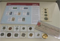 Antique Check, Stamps Set, Coins & Medal Lot