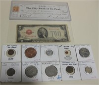 1928 Red Seal $2 Bill, Coins, Token, Antique Check