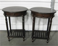2 Oval End Tables - 28" Tall & 20" x 16.5" Tops