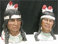 Pair Of Vintage Native Bust Book Ends Or Decor