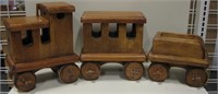25" x 10" Tall Handmade Wood Toy Train - Signed