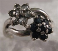 Vintage Sterling Silver CZ & Sapphire Ring
