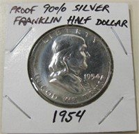1954 Proof Silver Franklin Half Dollar