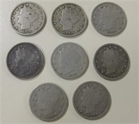 1905 To 1912 "V" Or Liberty Nickels Set