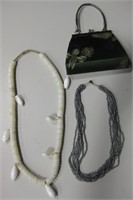 2 Necklaces & Vintage Beaded Purse