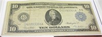 1914 $10 JACKSON Blue Seal LARGE SIZE NOTE