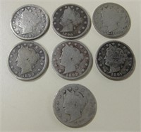 1887 To 1893 "V" Or Liberty Nickels Set