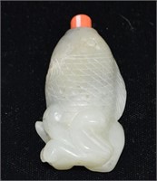 Antique Agate Chinese Snuff Bottle (Fish)