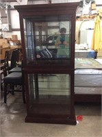 Two Teir Lighted Cherry Cabinet