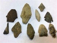 10 AUTHENTIC ANCIENT NATIVE AMERICAN ARROWHEADS