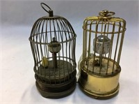TWO VINTAGE BIRDS IN A CAGE CLOCK