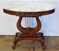 VICTORIAN STYLE MARBLE TOPPED PARLOR TABLE
