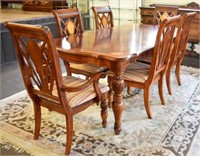 FORMAL INLAID DINING TABLE WITH 6 MATCHING CHAIRS