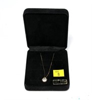 14K gold chain and pendant, 2 CT. cubic zirconia