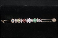 14kt white gold Diamond Slide Bracelet; sapphire &