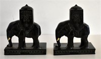 PAIR OF METAL 1920s ELEPHANT BOOKENDS