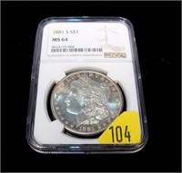 1881-S Morgan dollar, NGC slab certified MS-64
