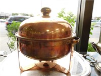 Chafing dishes - copper top (2) and silver pl tray