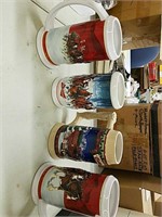 Collection of 4 Budweiser beer steins