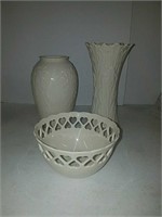 Lenox porcelain vases and Bowl