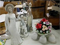 Lladro and Capodimonte pieces, including a