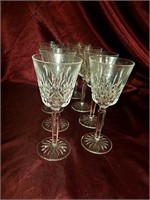 Eight beautiful Waterford Crystal wine glasses in