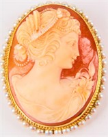 Jewelry 14kt Yellow Gold Shell Cameo Pendant