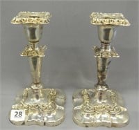 Ornate Silver Plate Candlestick Pair