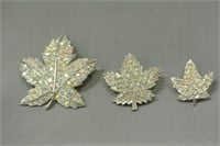 Vintage Rhinestone Maple Leaf Pins
