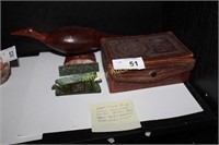 HAND CARVED BIRD - VINTAGE HAND MADE LEATHER