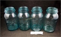 4 Green Assorted Ball Glass Quart Jars