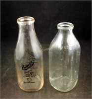 Vintage Bauer & Lawson Dairy Glass Milk Bottles