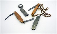 Antique Men's Watch Chain & 4 Pin Knifes Lot