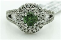 14kt Gold 1.74 ct Fancy Green & White Diamond Ring