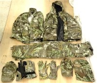 (2) 2XL Hunting Jackets, L Pants, (2) Gloves, Hats