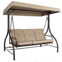 Tan Forest Hills Three Seat Cushion Outdoor Swing