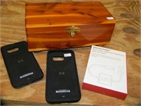 HAND CARVED WOOD BOX, IPHONE MOPHIE, MINI