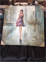 Lady Walking On Canvas 40"x40