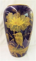 Large Cobalt Vase With Gilt Bird Decoration